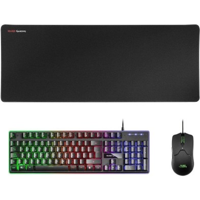 PACK MARS GAMING MCPX | TECLADO H-MECH | RATÓN ÓPTICO | ALFOMBRILLA NEGRO