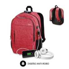 Mochila subblim urban lock para portatiles hasta 16' puerto usb antirrobo rojo