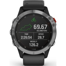 Reloj Smartwatch Garmin Fenix 6 Solar Plata Negro F. Cardiaca Barometro GPS Glonass 47Mm Bt Wifi