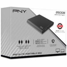 Disco Duro Externo Solido HDD SSD Pny Pro Elite Cs2060 250Gb Usb Tipo C 3.1