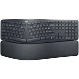 Teclado ergonómico Logitech Ergo K860 en grafito, diseño partido con reposamuñecas