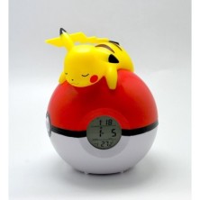 Lampara LED Despertador Reloj Teknofun Madcow Entertainment Pokemon Pikachu Durmiendo En Pokeball