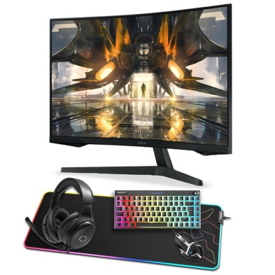 Pack Gaming Nivel 50 | Monitor | Teclado | Ratón | Auriculares | Soporte Cascos | Alfombrilla