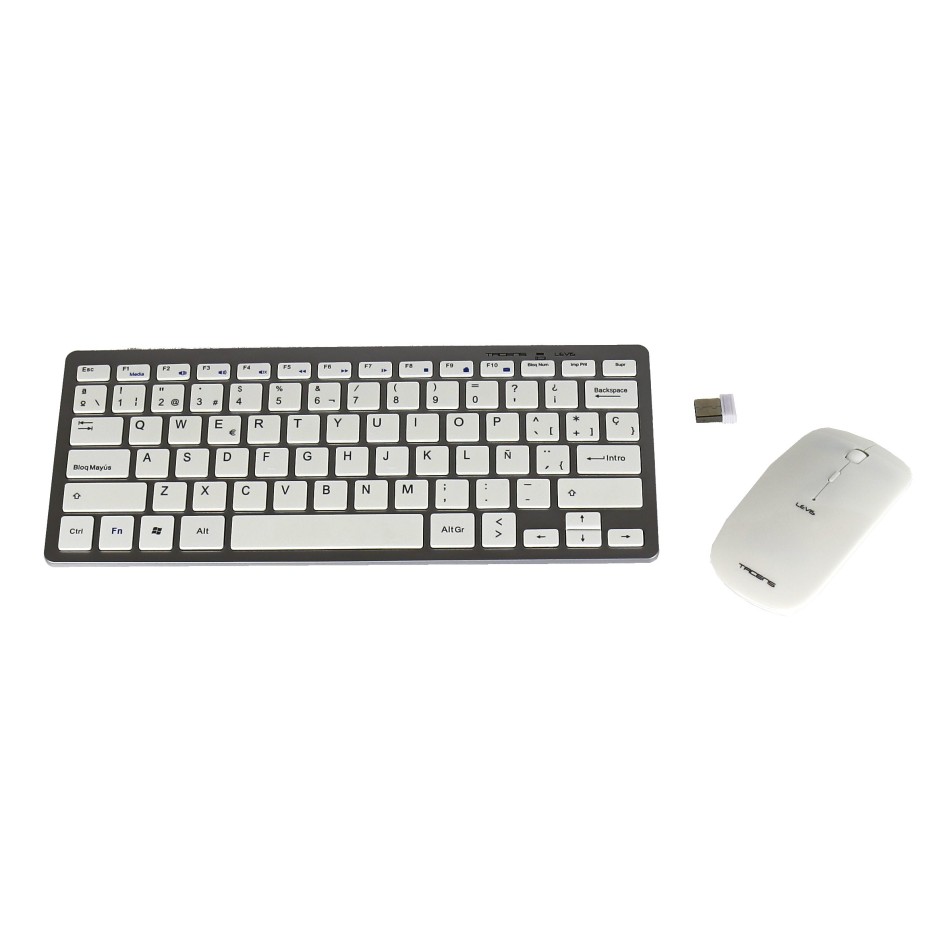 Tacens Levis Combo V2 teclado RF inalámbrico Ratón incluido Metálico, Blanco