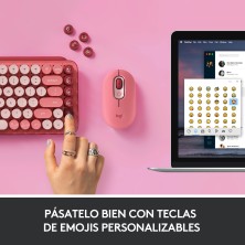Logitech POP Keys Wireless Mechanical Keyboard With Emoji Keys teclado RF Wireless + Bluetooth QWERTY Español Borgoña, Rosa,