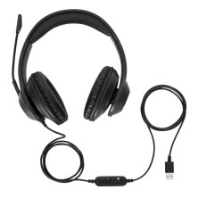 Targus AEH102GL auricular y casco Auriculares Alámbrico Diadema Llamadas Música USB tipo A Negro