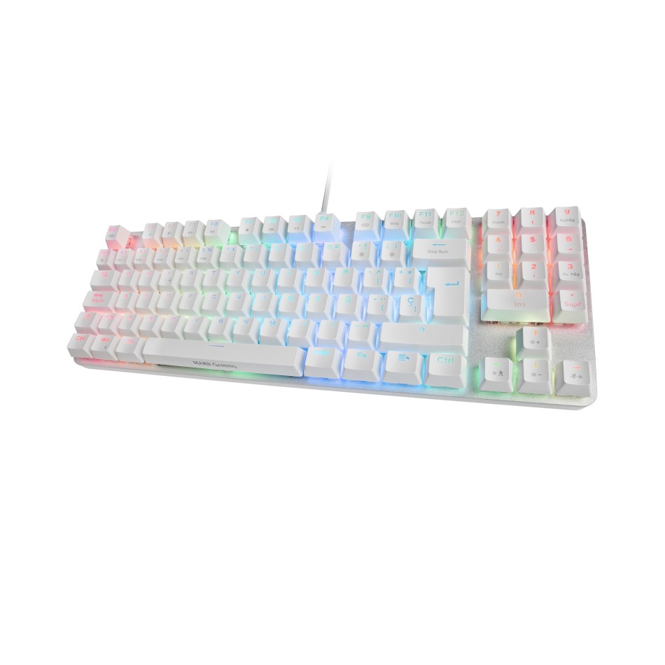 Mars Gaming MKREVOPROWBES Blanco, Teclado Gaming RGB Mecánico, TKL+ NUM, Switch Azul, Español - Teclados Baratos para Ordenadores