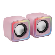 Mars Gaming MSCUBEP Rosa Altavoces Gaming RGB Compactos Procesador Sonido DSP 8W