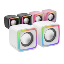 Mars Gaming MSCUBEW Blanco Altavoces Gaming RGB Compactos Procesador Sonido DSP 8W