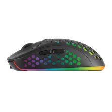 Mars Gaming MMW3, Ratón Gaming Inalámbrico, RGB Flow, Ultraligero 79g, 3200DPI, Negro