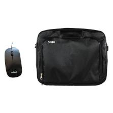 Maletin nilox essential 2 + mouse raton para portatil 15.6pulgadas negro