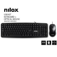 Kit teclado + mouse raton nilox usb negro