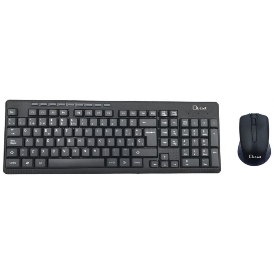 KIT L LINK TECLADO + RATÓN INALÁMBRICO USB ERGONOMICO NEGRO