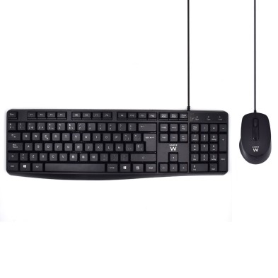 Kit Teclado y Ratón Ewent EW3006 | USB | Alámbrico | QWERTY | Negro