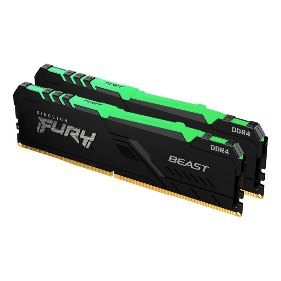 Memoria ddr4 32gb 2x16gb kingston - 3200mhz - pc4 - 25600 - fury beast rgb - negro - 1.2v