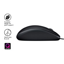 Logitech B110 Silent ratón Ambidextro USB tipo A Óptico 1000 DPI