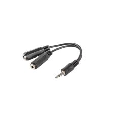 Adaptador Lanberg | Jack Stereo Macho - Jack Stereo Hembra x2 | 10 cm | Negro