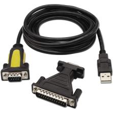 Adaptador conversor Serie Aisens A104-0039/ USB Macho - RS232 Macho/ Negro