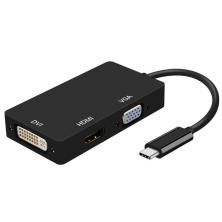 AISENS | Adaptador USB 3.0 Tipo-C | USB Tipo-C Macho | DVI Hembra | VGA Hembra | HDMI Hembra | Negro