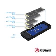 TooQ TQE-2280B caja para disco duro externo Caja externa para unidad de estado sólido (SSD) Negro M.2
