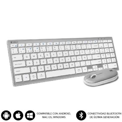 Teclado y Ratón Bluetooth Subblim Pure Combo Extended | Bluetooth | Inalámbrico | Plata, Blanco | Ratón Incluido