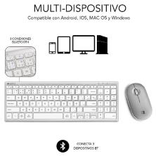 Teclado y Ratón Inalámbrico por Bluetooth Subblim Pure Combo Extended/ Plata y Blanco