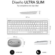 Teclado y Ratón Inalámbrico por Bluetooth Subblim Pure Combo Extended/ Plata y Blanco