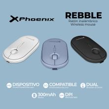 Phoenix rebble ratón inalambrico bluetooth o 24 ghz con receptor usb clic silencioso para portátil notebook pc chomebook mac
