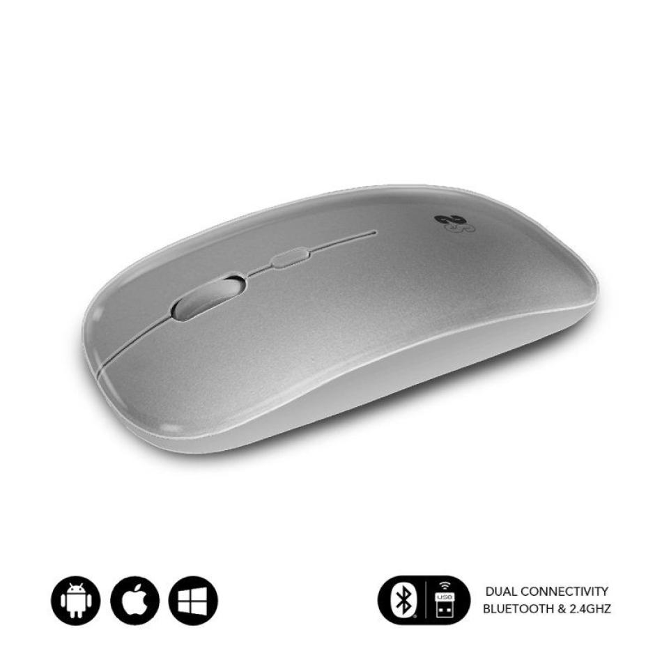 Ratón Subblim Dual Flat plata, vista superior