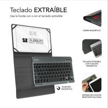 Funda con Teclado Subblim Keytab Pro Bluetooth para Tablets de 10.1'-10.8'/ Roja