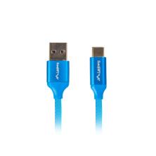 Cable usb lanberg 2.0 macho - usb tipo c macho quick charge 3.0 1.8m azul