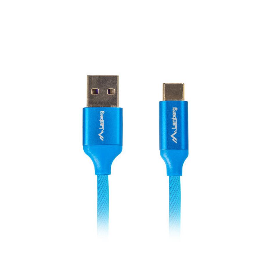 Cable usb lanberg 2.0 macho - usb tipo c macho quick charge 3.0 1.8m azul