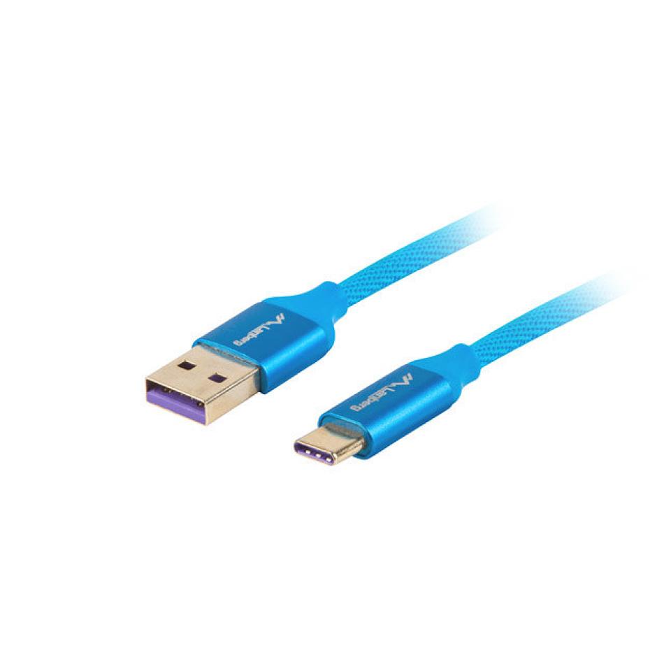 Cable usb lanberg 2.0 macho - usb tipo c macho 5a 1m azul