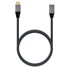 Cable Alargador USB 3.2 Tipo-C Aisens A107-0635 20GBPS 5A 100W/ USB Tipo-C Macho - USB Tipo-C Hembra/ 1m/ Gris