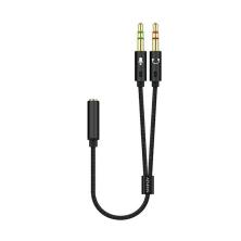 Adaptador AISENS A128-0418 | 3.5 mm/H - 2x 3.5 mm/M | 25 cm | Negro