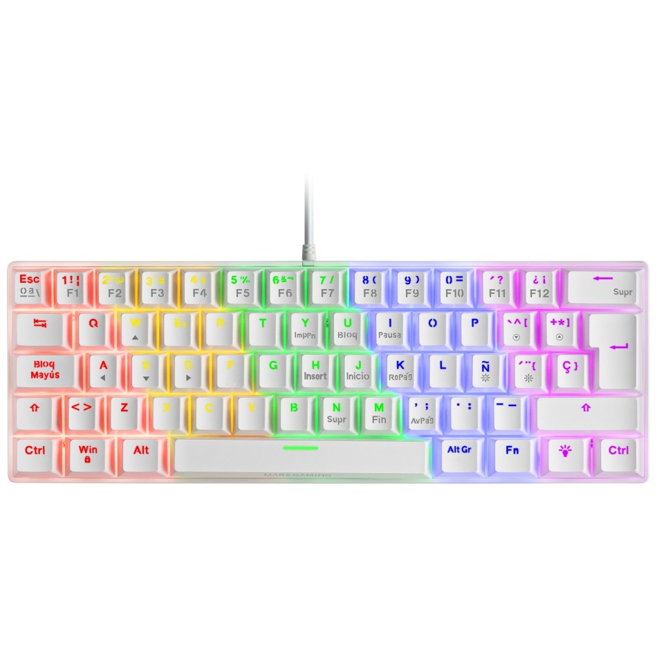 Mars Gaming MK60 Blanco Teclado Gaming Mecánico FRGB Antighosting Switch Mecánico