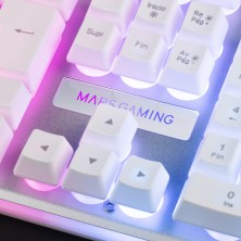 Mars Gaming MK220W Blanco, Teclado Gaming H-Mech, FRGB Rainbow y Halo, Antighosting, Idioma Español