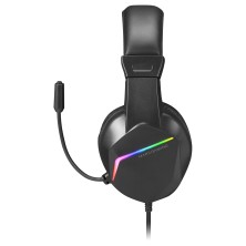 Mars Gaming MH122 Negro, Cascos Gaming FRGB Over Ear con Micrófono, Sonido HiFi, Cancelación de Sonido, Ultraligeros, PS4 PS5