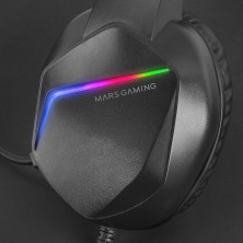 Mars Gaming MH122 Negro, Cascos Gaming FRGB Over Ear con Micrófono, Sonido HiFi, Cancelación de Sonido, Ultraligeros, PS4 PS5