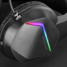 Mars Gaming MH122 Negro, Cascos Gaming FRGB Over Ear con Micrófono, Sonido HiFi, Cancelación de Sonido, Ultraligeros, PS4 PS5