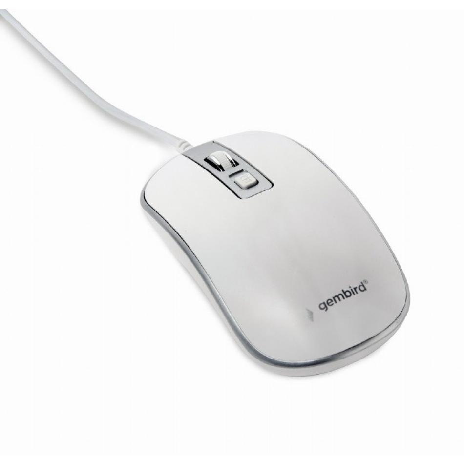 RATON GEMBIRD WIRED OPTICAL MOUSE USB WHITE SILVER