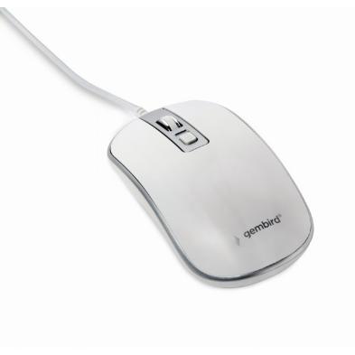 Ratón Gembird Wired Optical | USB tipo A | 1200 DPI | Blanco, Plata