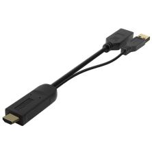 Cable Conversor Aisens A122-0642/ Displayport Macho - HDMI Macho - Displayport Hembra - USB Macho/ 10cm + 10cm/ Negro