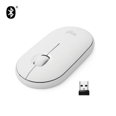 Ratón Logitech Pebble M350 | Ambidextro | RF Wireless + Bluetooth | Óptico | 1000 DPI | Blanco