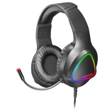 Mars Gaming MH222 Negro, Cascos Gaming RGB Over Ear con Micrófono, Sonido HiFi, Cancelación de Sonido, Ultraligeros, PS4 PS5