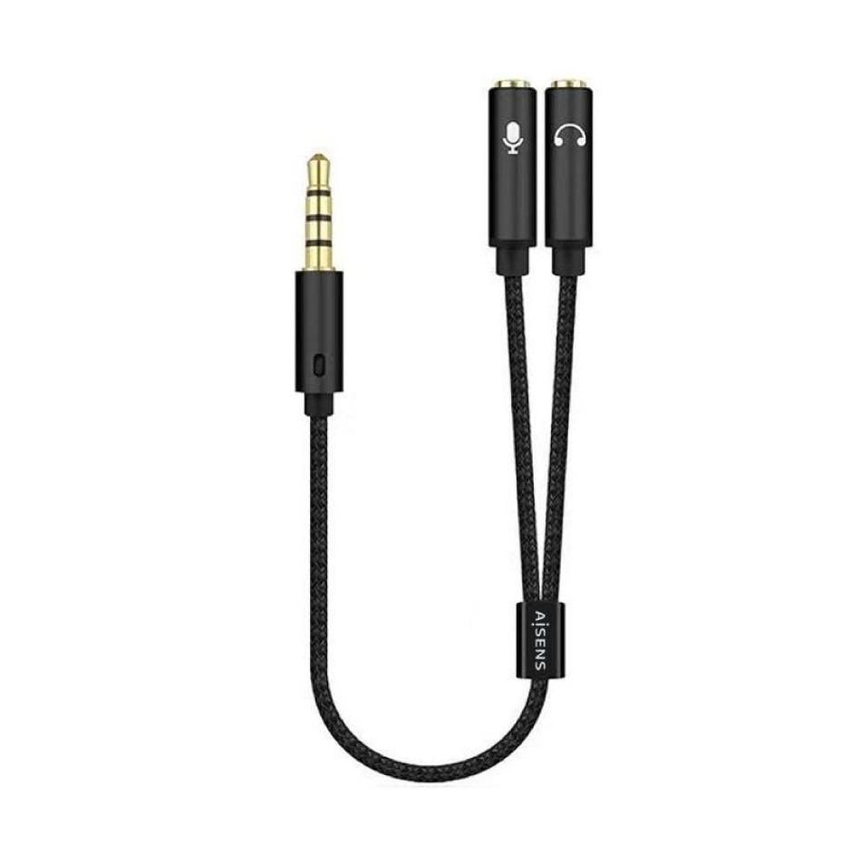 Adaptador Aisens A128-0416/ Jack 3.5 Macho - 2x Jack 3.5 Hembra/ 25cm/ Negro