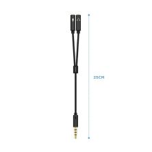 Adaptador Aisens A128-0416/ Jack 3.5 Macho - 2x Jack 3.5 Hembra/ 25cm/ Negro