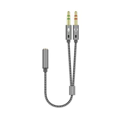 Adaptador AISENS A128-0417 | 3.5 mm /H - 2 x 3.5 mm/M | Gris | 25 cm