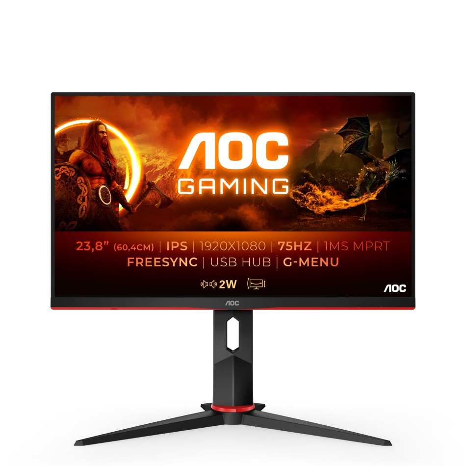 AOC G2 24G2U5 BK pantalla para PC 60,5 cm (23.8") 1920 x 1080 Pixeles Full HD LED Negro, Rojo