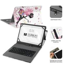 Funda con Teclado Subblim Keytab USB 11' Hadas USB para Tablets de 11'/ Rosa